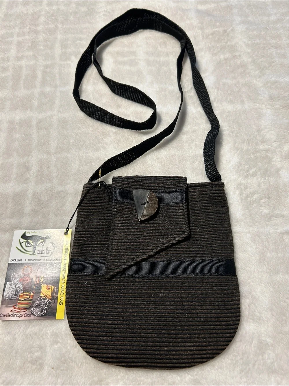 Tabby Handbags Black Textured Crossbody Bag, Small, NWT